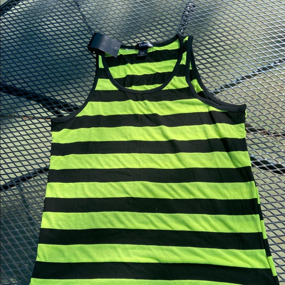 Thick Striped Oldies (black/ lime )Tank